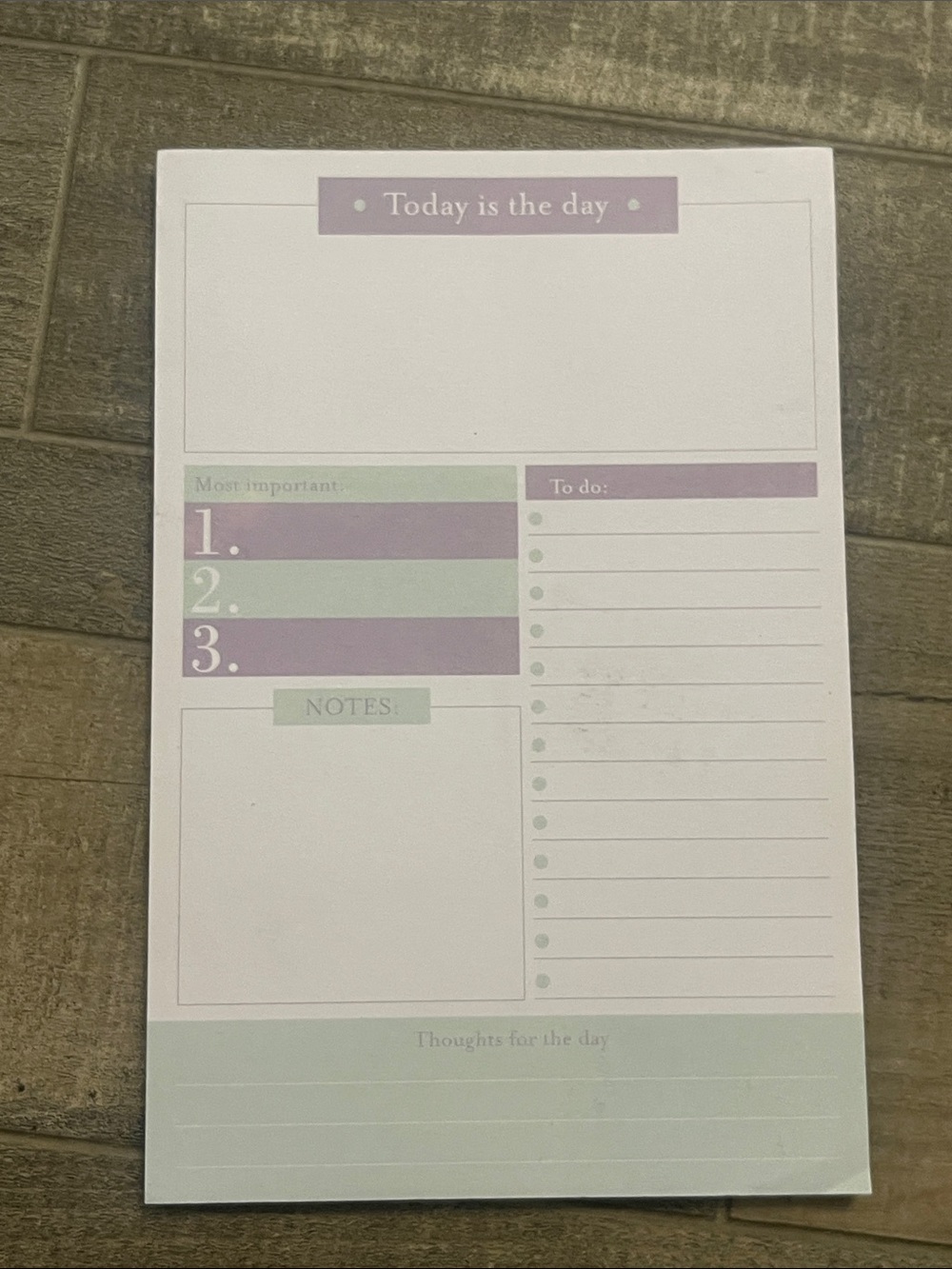 Daily Planner Notepad - Lavender & Mint Accents